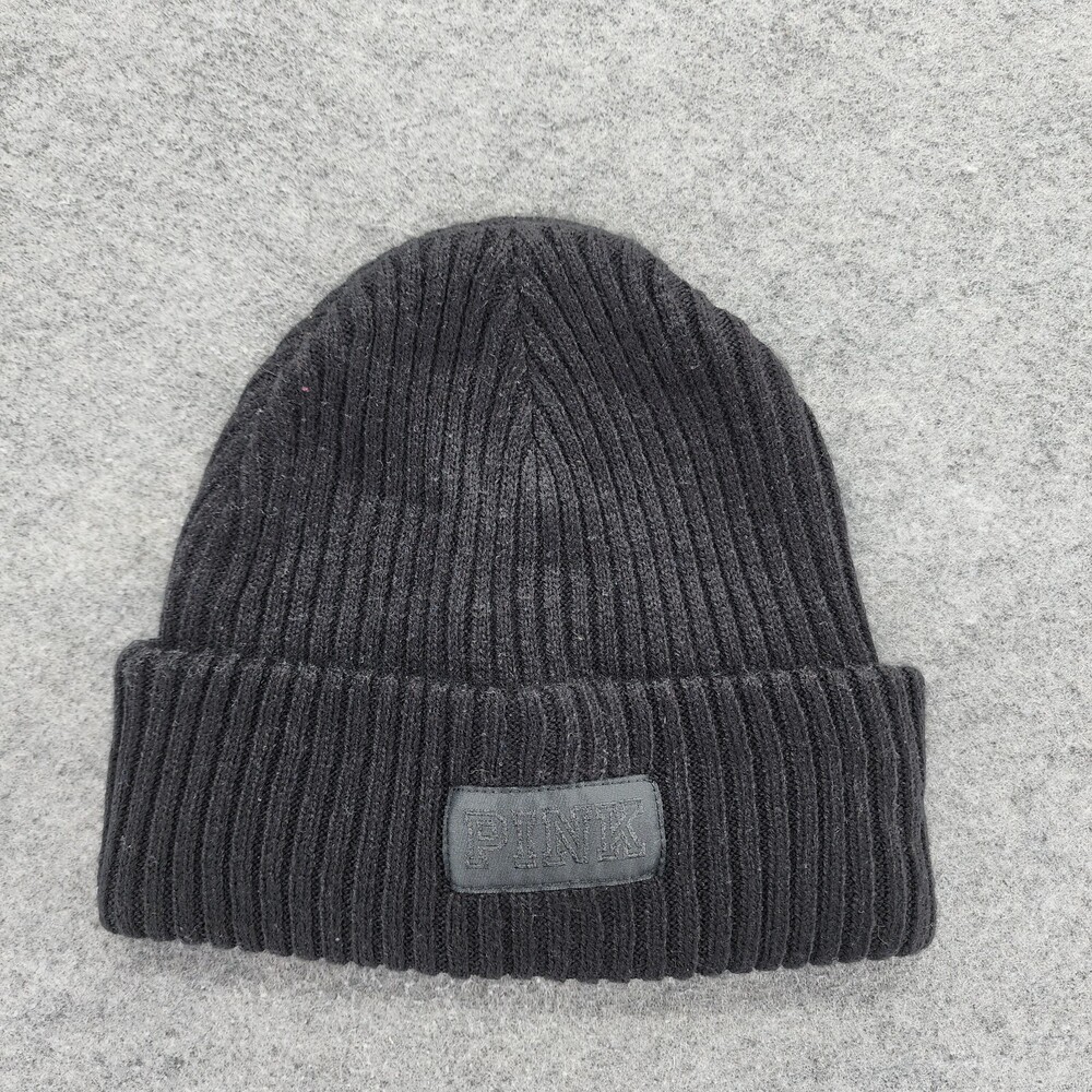 PINK Victoria Secreat Beanie Black Ribbed